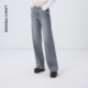 新款 朗姿高腰牛仔阔腿复古灰调牛仔裤 子2026年春季 裤 休闲经典
