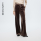 时尚 百搭通勤休闲裤 2025年冬季 朗姿丝绒复古老钱风垂感阔腿裤 新款