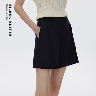 女 气质亚麻直筒显瘦休闲短裤 朗姿欧洲EiLEEN ELITEE2025年秋新款