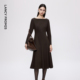 新款 一字领连衣裙女轻礼服百搭通勤2025年冬季 修身 朗姿设计感时尚