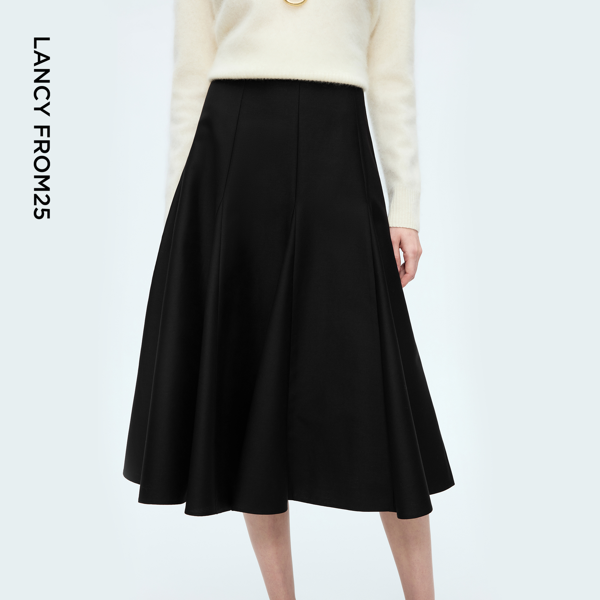 莱赛尔/羊毛 伞摆裙型 隐形拉链