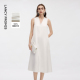 新款 朗姿白色简约无袖 连衣裙高级感老钱风礼服裙女士2026年夏季