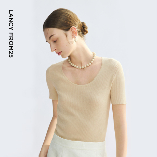 新款 圆领薄款 针织衫 短袖 朗姿25夏季 上衣短袖 高级感 Basic衣橱