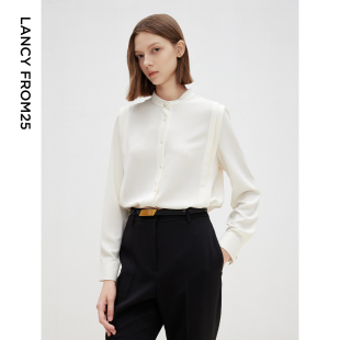 通勤设计感气质长袖 新款 立领衬衫 高智秋季 内搭上衣法式 朗姿25法式