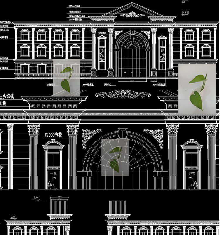 欧式古典城堡庄园奢华度假酒店设计外立面外墙建筑cad立面图节点