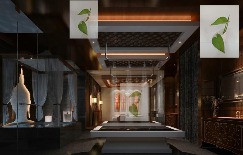 泰式东南亚风格spa会所cad 施工图室内设计 效果图 实景图片
