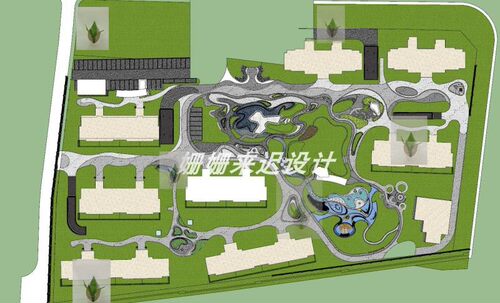 现代居住区住宅小区景观规划方案儿童乐园su模型sketchup草图大师