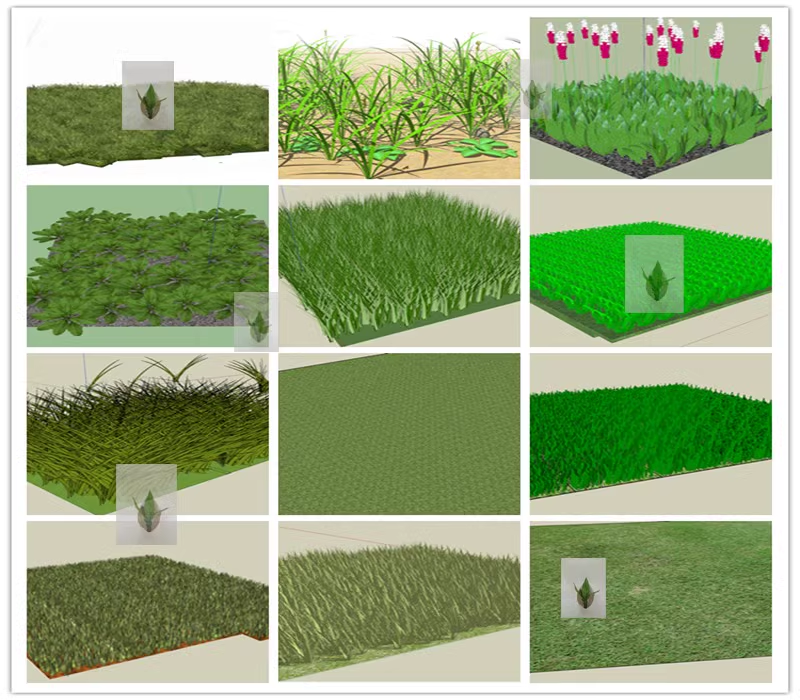 SketchUp绿化植被草坪草田小草野草草地植物小品草图大师SU模型