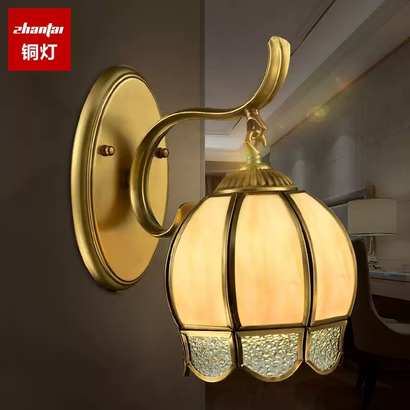 欧式全铜壁灯卧室床头灯美式客厅壁灯背景墙灯走廊灯蒂凡尼壁灯具|msdalam kategori keluarga memasang ibu, Lampu &amp; Lighting Fixtures, lampu dinding - dari Buy2taobao.com untuk memberikan perkhidmatan ejen Taobao profesional membeli