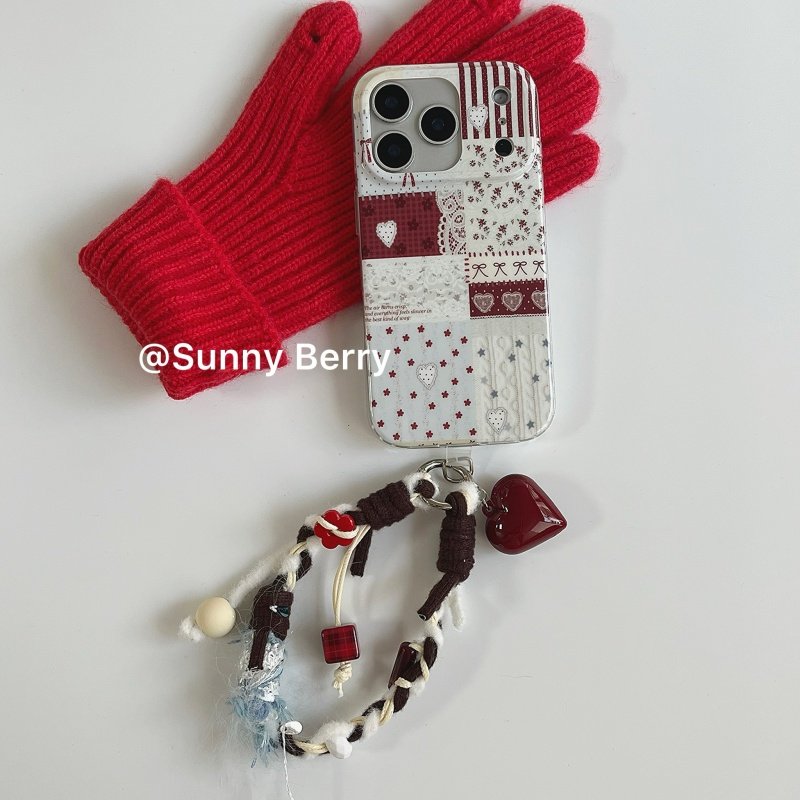 向日的浆果ins原创小众少女心拼接红色碎花波点蕾丝爱心适用苹果17pro手机壳iphone16promax/14/15保护套防摔,3C数码配件,手机保护套/壳,淘宝优惠券,粉丝福利购,淘宝优惠卷