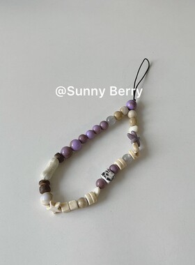 ins韩系清新温柔紫色陶瓷海星串珠手机链ccd挂绳链条挂件百搭小众