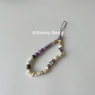 ins韩系清新温柔紫色陶瓷海星串珠手机链ccd挂绳链条挂件百搭小众