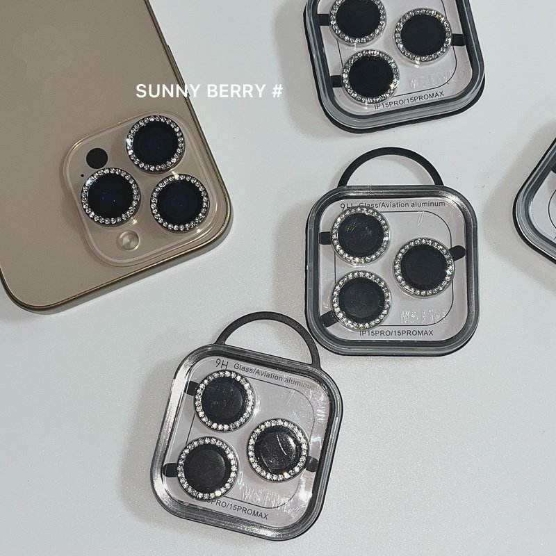 向日的浆果ins百搭高级感华丽闪钻镜头膜适用iphone17promax苹果16pro新款14/15/16plus高清手机镜头保护膜