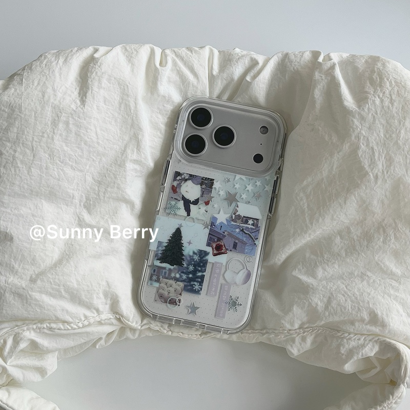 向日的浆果ins韩系小众冬日创意可爱拼接雪人圣诞树星星适用苹果17pro手机壳iphone16promax/14/15保护套防摔