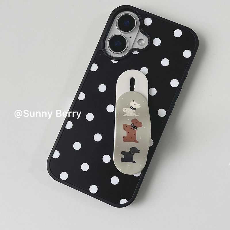 向日的浆果ins简约小众少女古早波点元素小狗OK绷带支架适用苹果