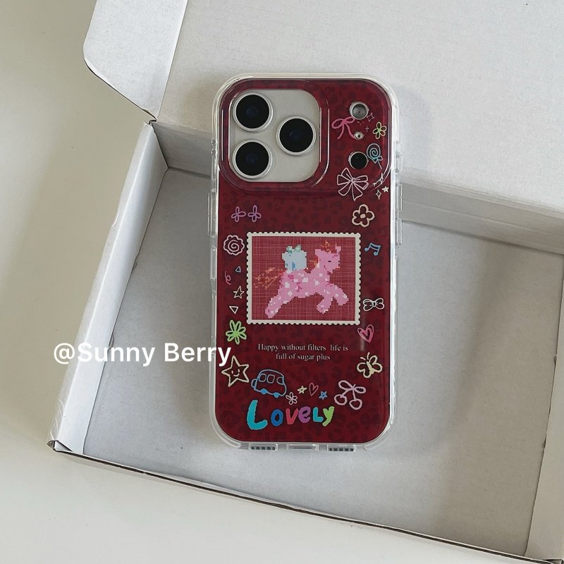 向日的浆果ins韩系小众新年复古红豹纹简笔卡通粉色小马适用苹果17pro手机壳iphone16promax/14/15保护套防摔,3C数码配件,手机保护套/壳,淘宝优惠券,粉丝福利购,淘宝优惠卷