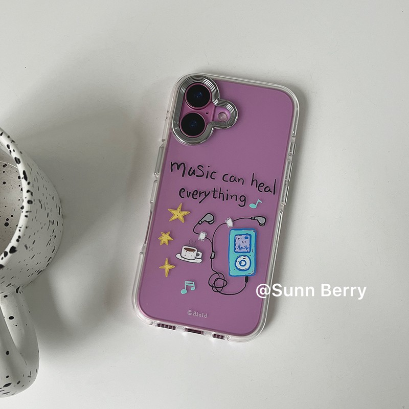 向日的浆果ins韩系小众磨砂透明可爱星星有线耳机插画适用苹果16pro手机壳iphone15promax/14/13保护套防摔
