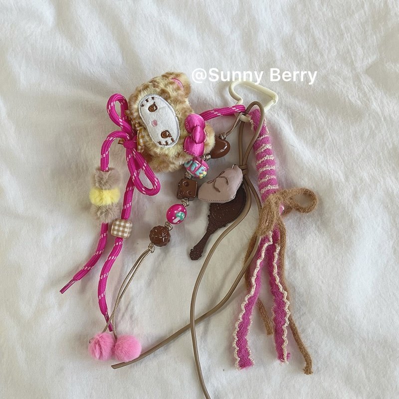 秋冬多元素少女粉色系可爱毛绒猫咪包包挂件书包装饰韩系小众挂饰