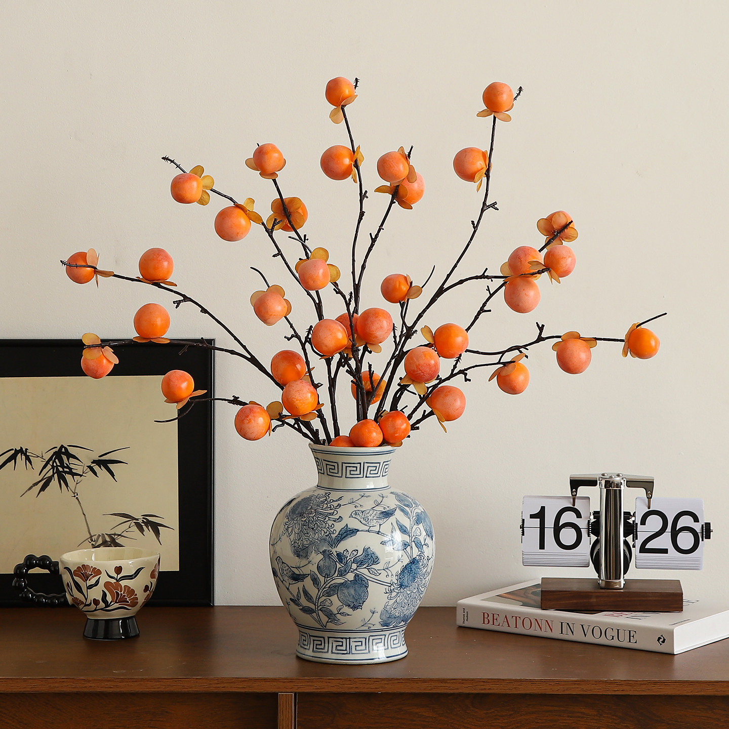 柿子插花仿真花假花摆设柿柿如意客厅电视柜餐桌上花艺装饰品摆件,家居饰品,仿真花/假花,淘宝优惠券,粉丝福利购,淘宝优惠卷