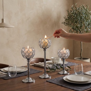 法式复古水晶烛台摆件高级感轻奢风香薰蜡烛托台烛光晚餐场景布置