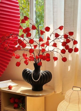 2026新年红色灯笼果假花仿真花摆设客厅电视柜边几餐桌装饰品摆件
