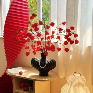 2026新年红色灯笼果假花仿真花摆设客厅电视柜边几餐桌装饰品摆件