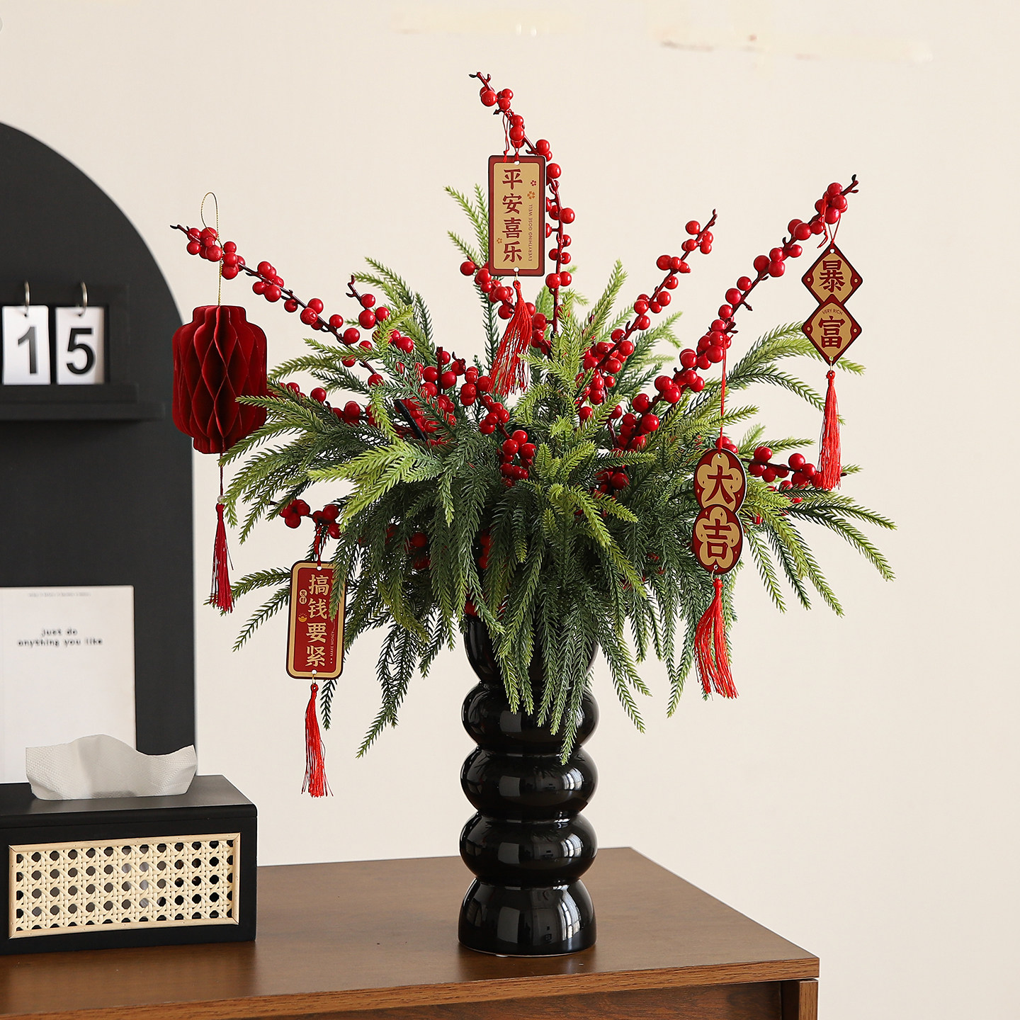 2026过新年年宵花家里装饰电视柜摆件高级感小众春节喜庆氛围布置,家居饰品,装饰摆件,淘宝优惠券,粉丝福利购,淘宝优惠卷