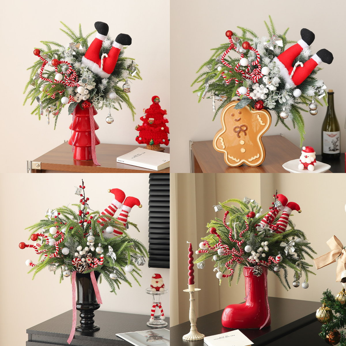 圣诞节日圣诞老人松树桌面花束主题氛围感布置装饰品摆件拍摄道具