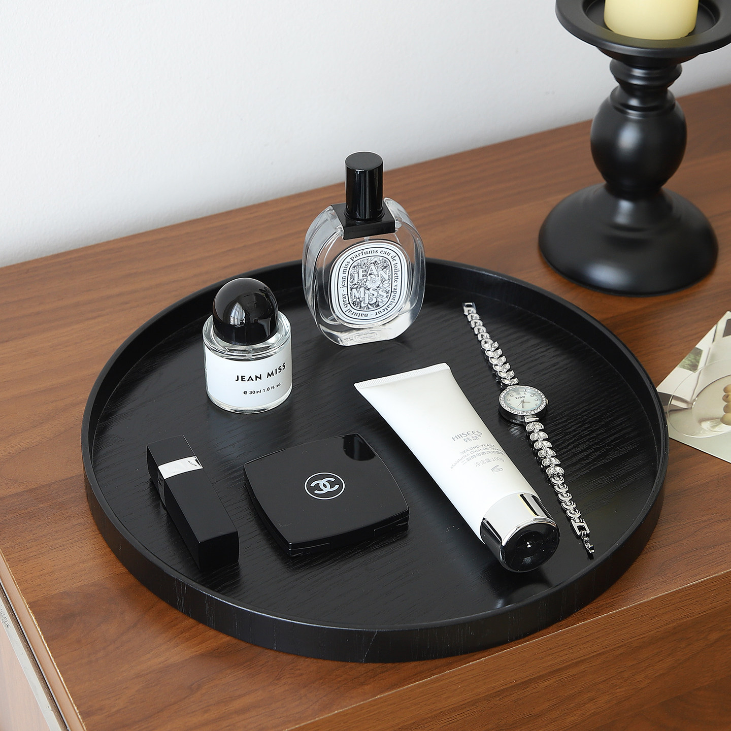 轻奢复古香水香薰中古风托盘高级感摆件化妆品首饰玄关钥匙收纳盘