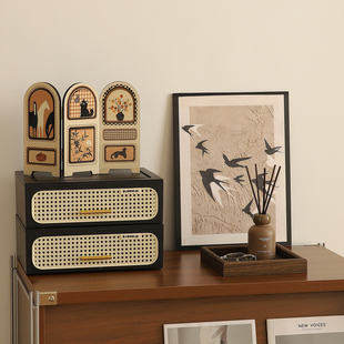 中古风入户玄关收纳盒电视斗柜装饰摆件高级感小众新家氛围感好物