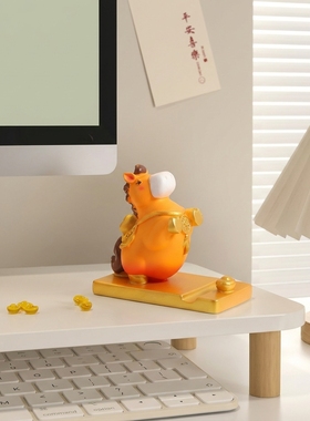 马上有钱2026生肖马吉祥物办公室工位招财摆件手机支架桌面装饰品
