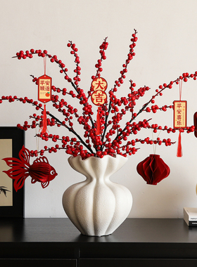 新中式复古陶瓷花瓶摆件高级感小众客厅插花电视柜边几年宵花装饰