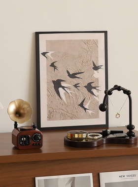 中古风电视柜台面家居装饰入户玄关钥匙收纳摆件高级感小众装饰画