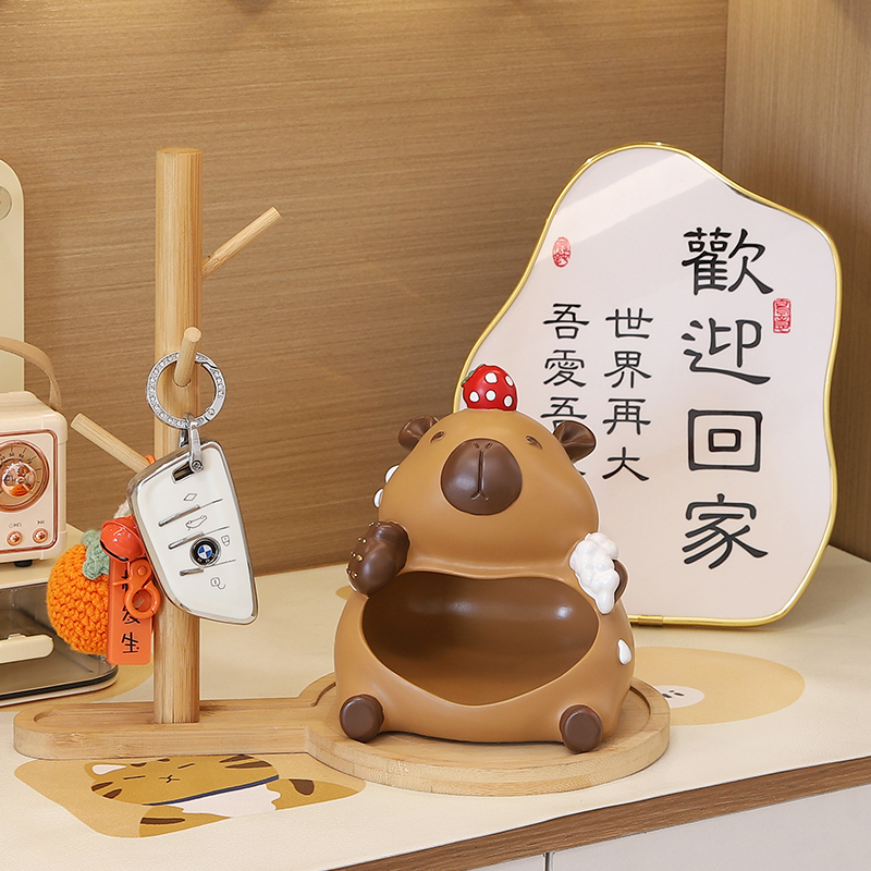 可爱卡通卡皮巴拉入户门放钥匙收纳玄关桌面摆件家居儿童房装饰品