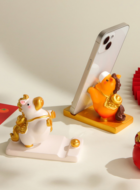 马年吉祥物生肖马本命年新年礼物女招财小马手机支架桌面装饰摆件