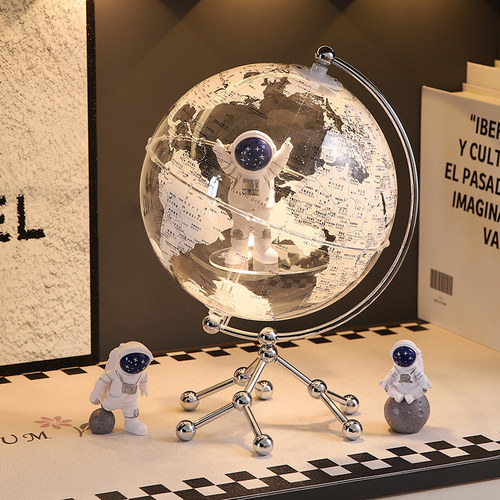 地球仪摆件轻奢高档客厅小众高级感酒柜中古装饰宇航员男女孩礼物