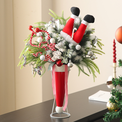 圣诞节假花仿真花束ins风氛围感仿真松枝绿植装饰中古风花瓶摆件