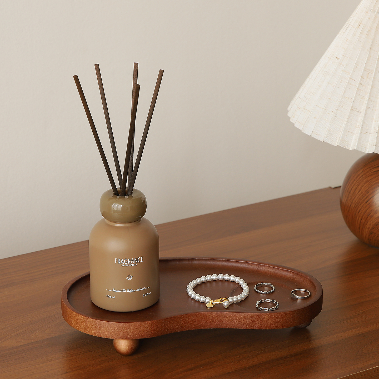 复古实木首饰盘香水置物架香薰托盘玄关钥匙收纳盘家居收纳摆件