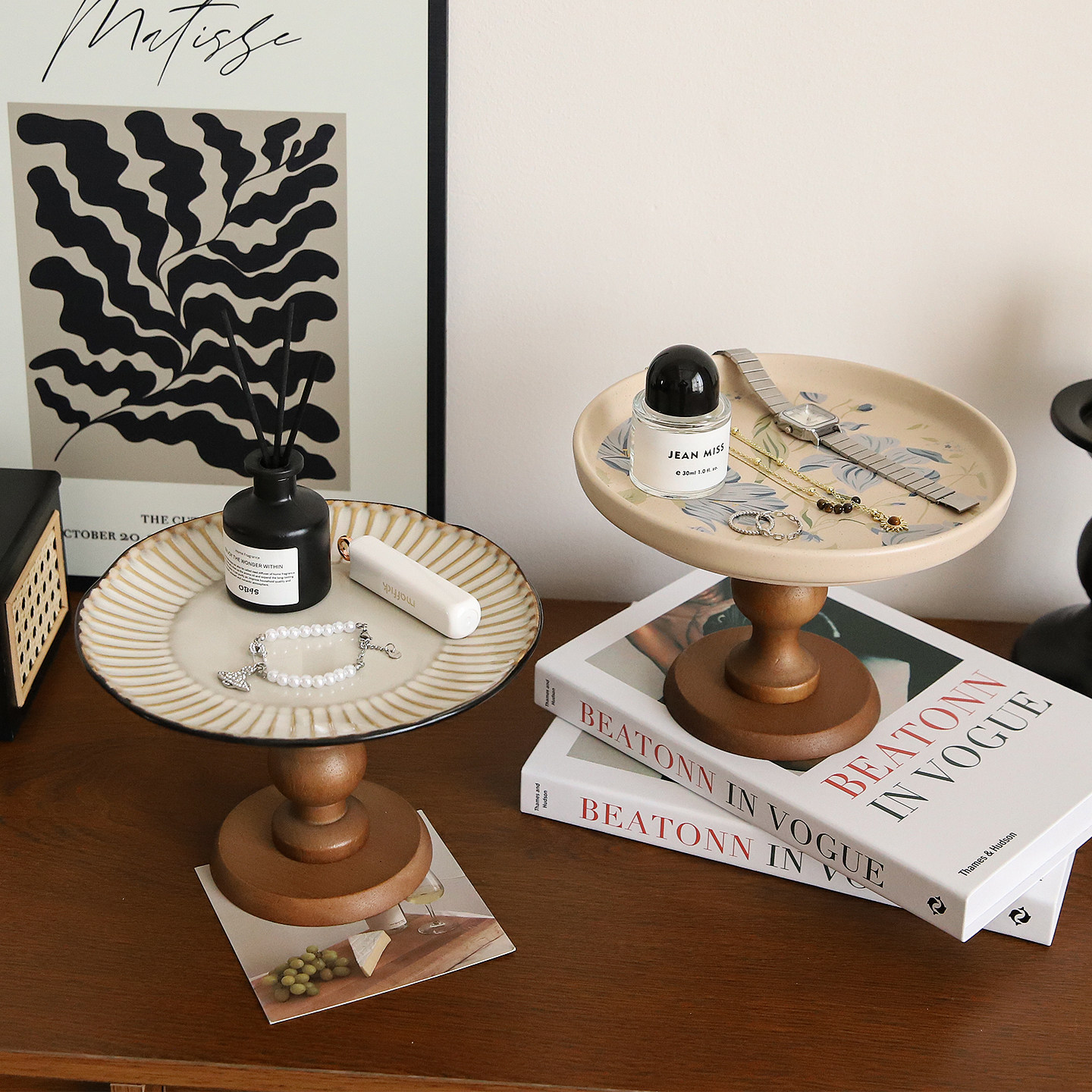 法式中古风入户玄关收纳盘首饰品展示架香薰香水高脚托盘桌面摆件,家居饰品,桌面摆件,淘宝优惠券,粉丝福利购,淘宝优惠卷