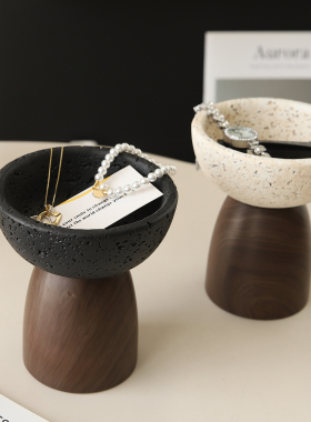 侘寂风陶瓷托盘收纳摆件高级感小众入户玄关桌面香薰首饰品置物盘