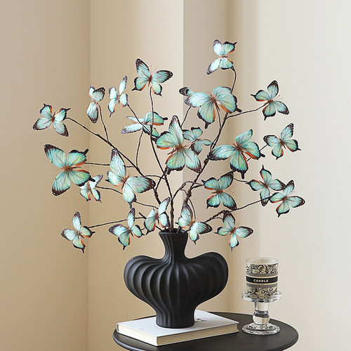 枯枝蝴蝶花假花仿真花摆设花瓶高级感餐桌花艺摆件客厅轻奢装饰品