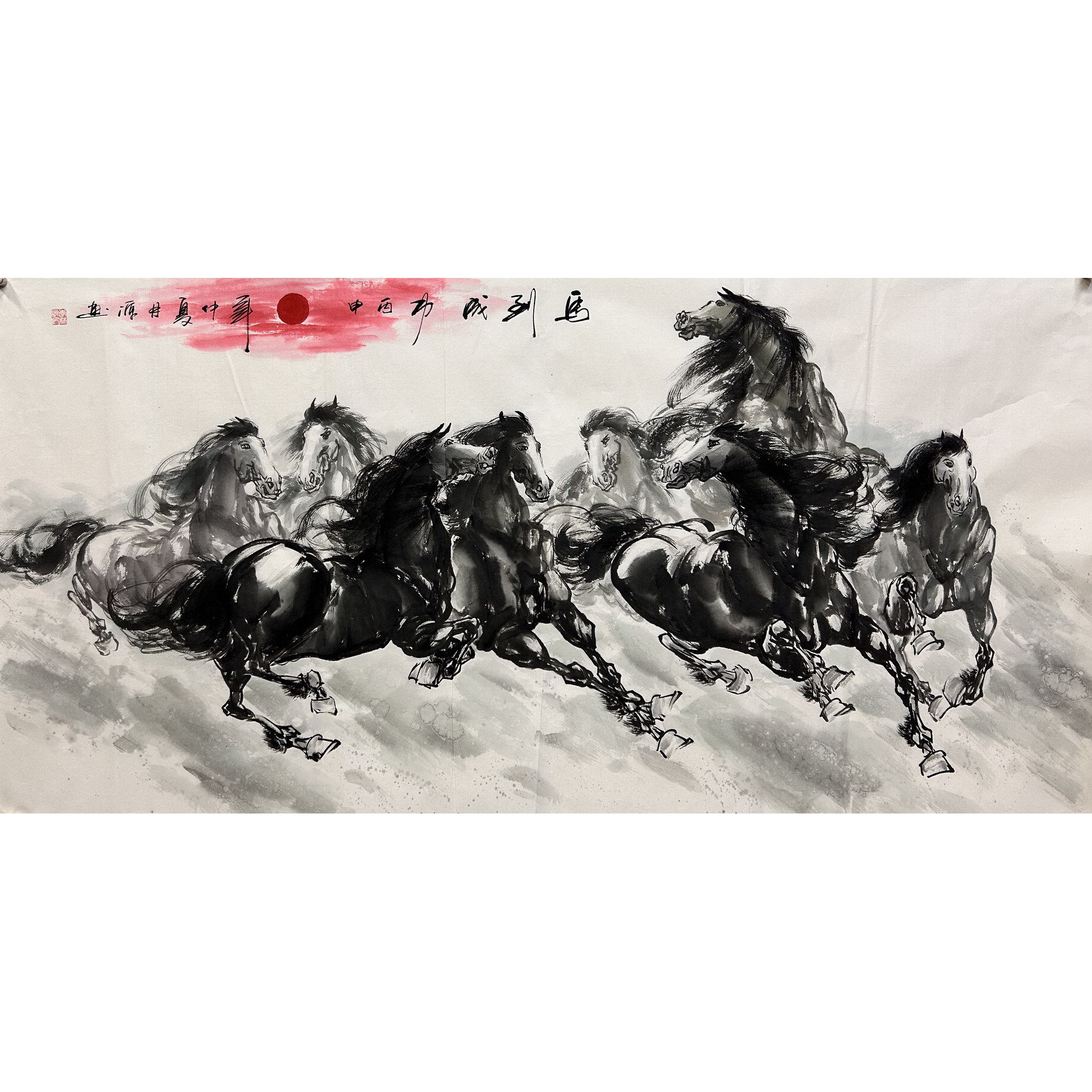 8墨锦轩装饰国画骏马动物纯手绘四尺马八骏马到成功AV6013121-22