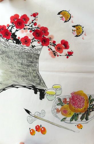 国画四尺梅花素材模板 国画四尺梅花图片下载 小麦优选