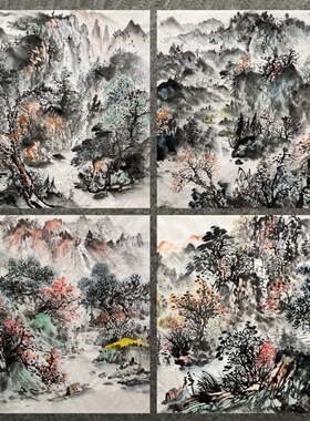 48X48CM装饰国画走道字画纯手绘三尺斗方山水画图AK60127121-150