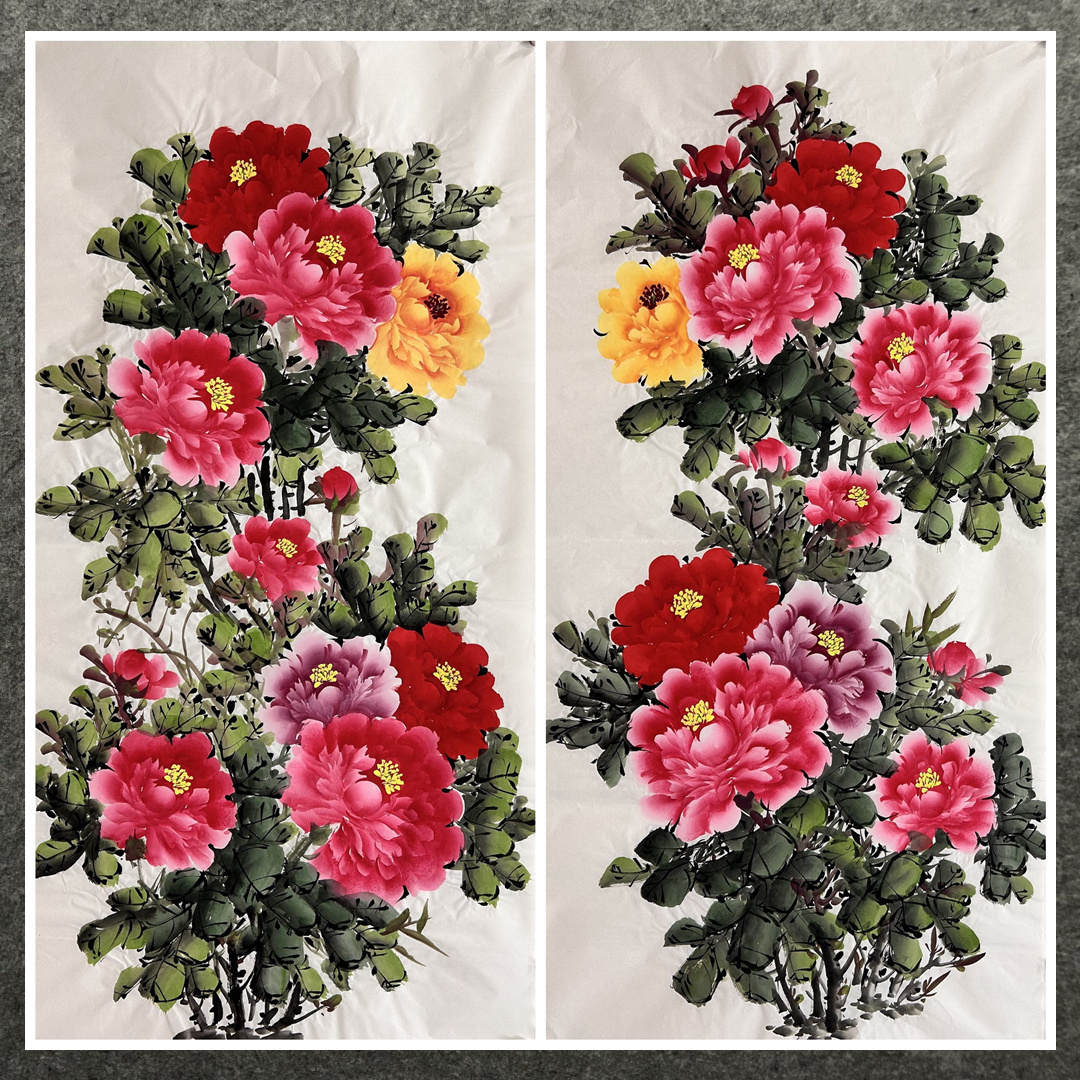 8墨锦轩客厅宣纸装饰国画纯手绘花鸟四尺牡丹花开富贵AF4010801