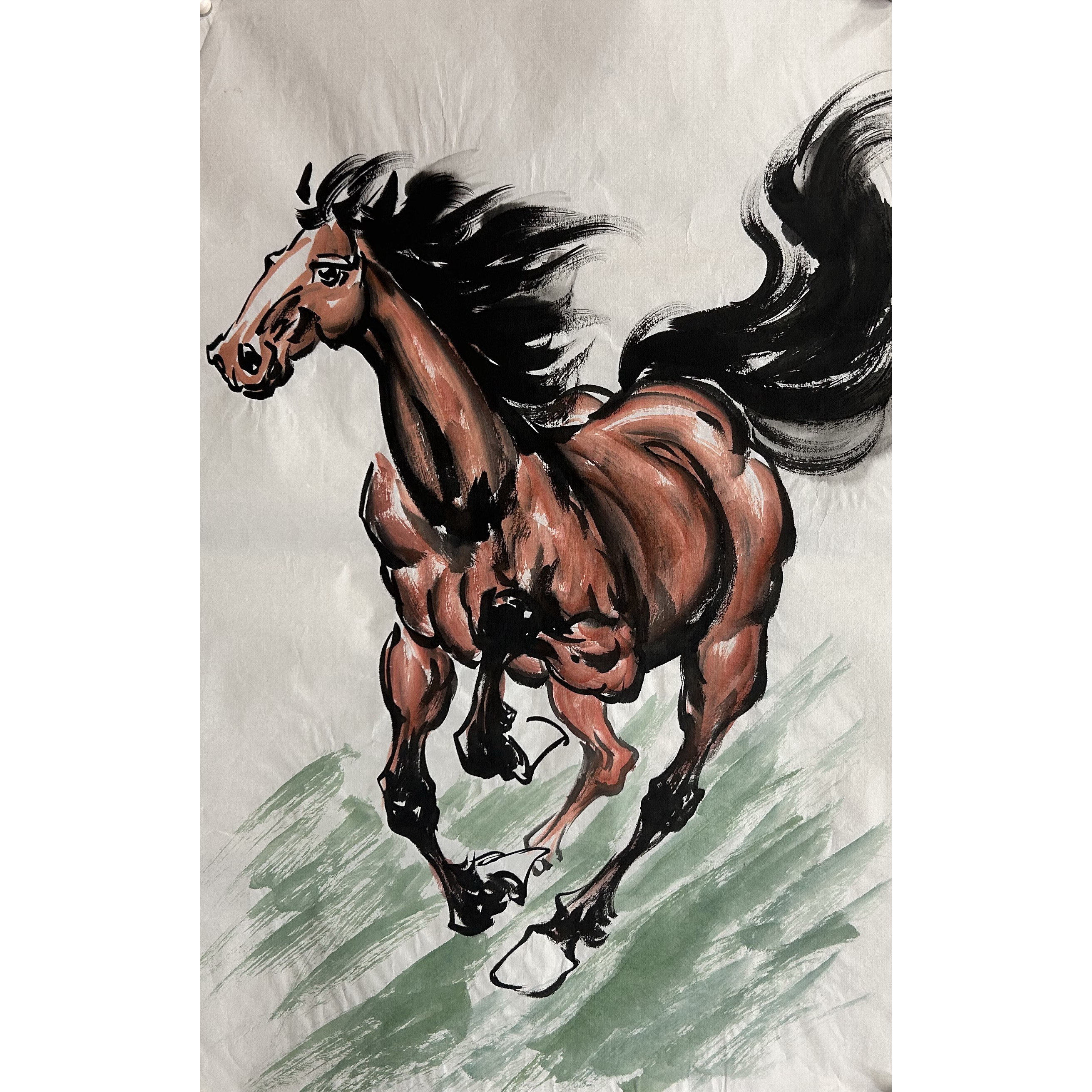 68X45CM中堂国画批发纯手绘动物四尺三开马马到成功AN1102550-64