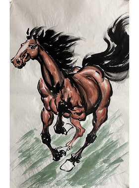 68X45CM中堂国画批发纯手绘动物四尺三开马马到成功AN1102550-64