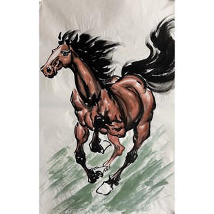 68X45CM中堂国画批发纯手绘动物四尺三开马马到成功AN1102550-64