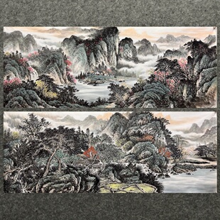 8墨锦轩福地雅居国画纯手绘小六尺山水画一帆风顺AL6031001-10