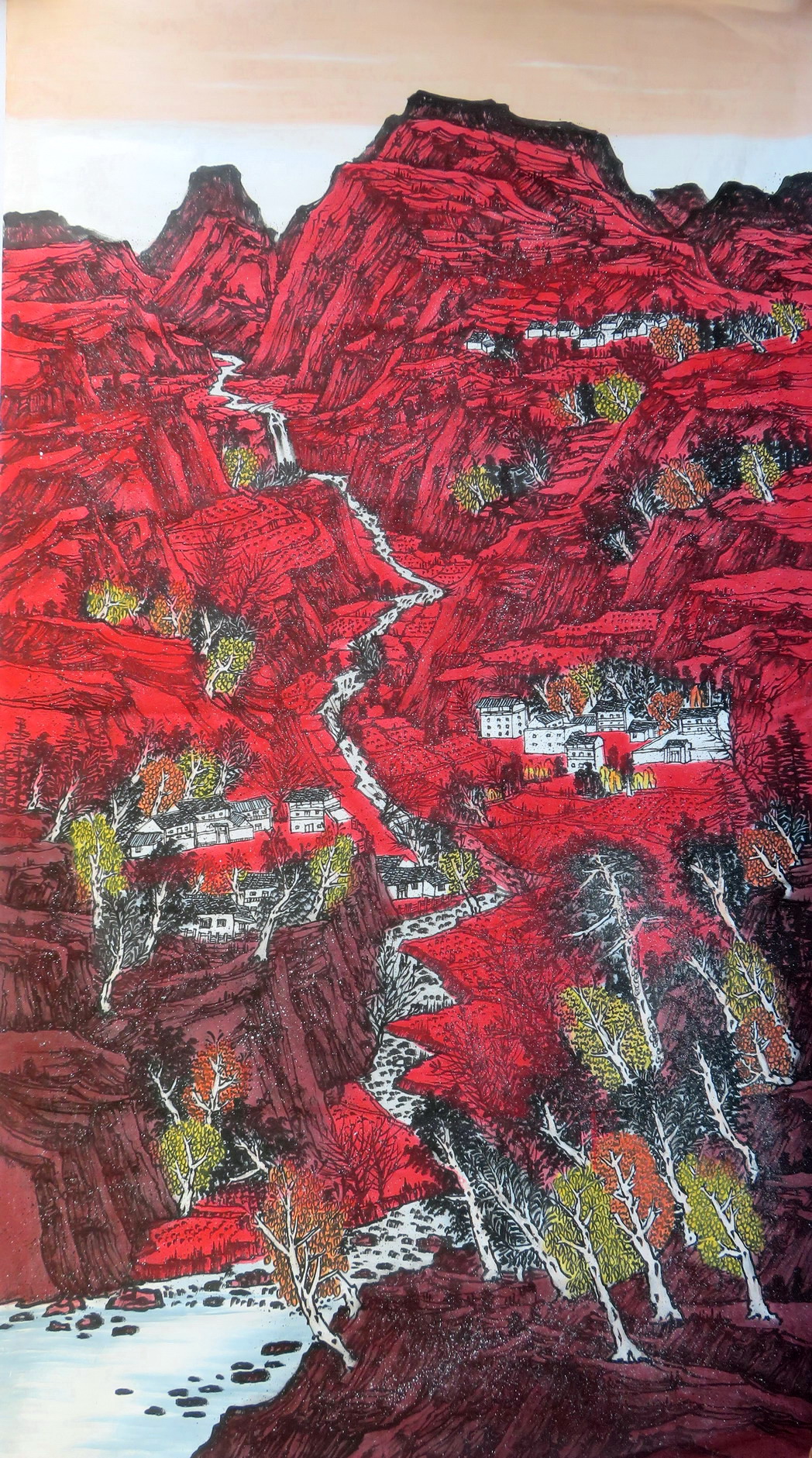 【8墨锦轩】中堂装饰写生国画纯手绘六尺山水画鸿运当头aw1042701